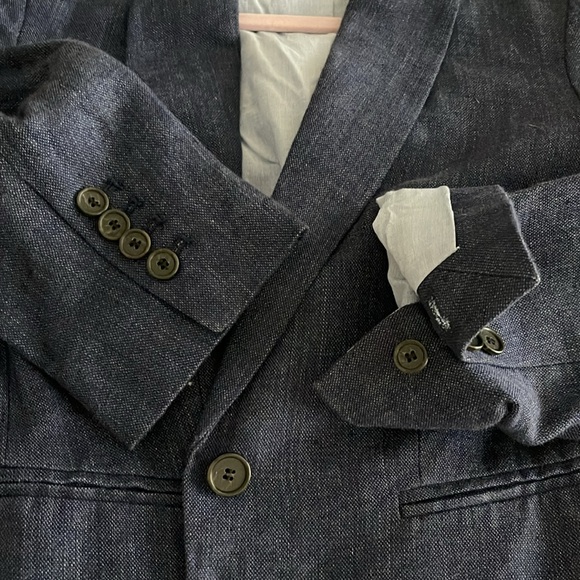 Ann Taylor blue linen blazer with cotton lining - Picture 7 of 9